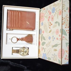Ladies Watch, Keychain, & Card Wallet Gift Set